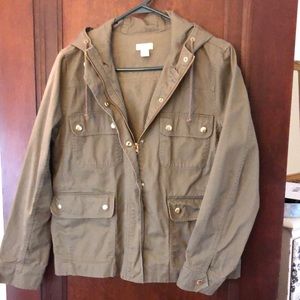 Army Green Hooded Full-Zip Jacket